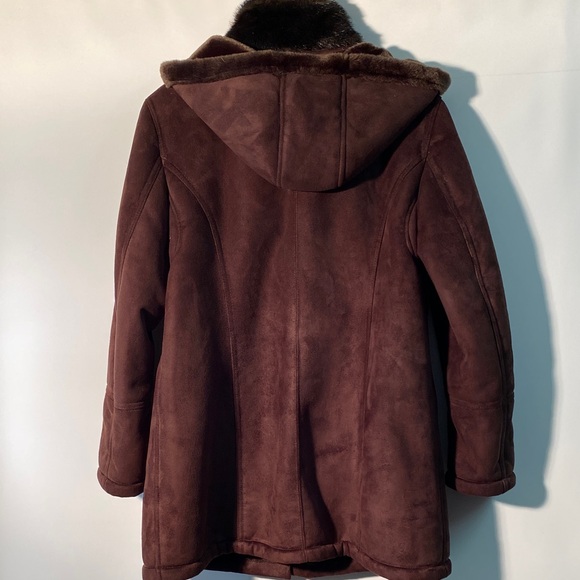 London Fog Chocolate Teddy Jacket with Plush Hood - Picture 3 of 9